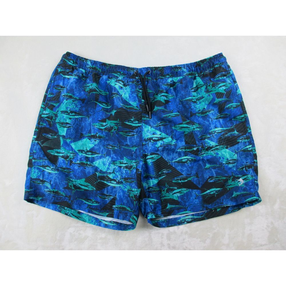 Reel Legends Swim Trunks Mens 2XL XXL Blue Board Shorts Bathing Suit‎ Sharks